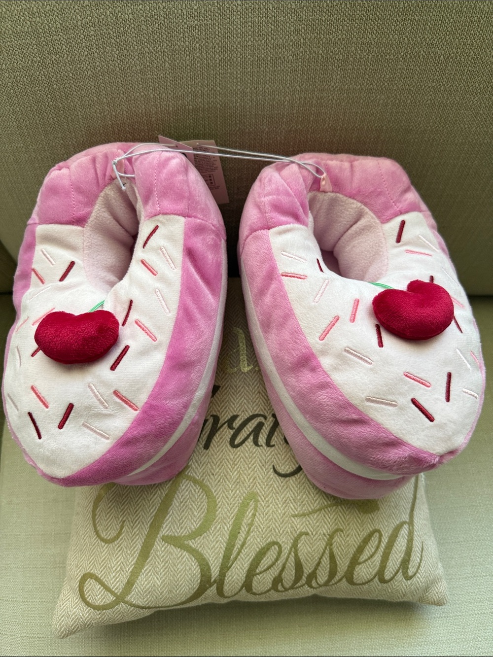 Old Navy Pink Plush Donut Slippers
